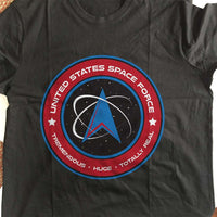 Load image into Gallery viewer, Designs by MyUtopia Shout Out:United States Space Force v2 Adult Unisex Black T-Shirt
