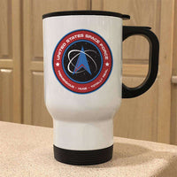 Load image into Gallery viewer, Designs by MyUtopia Shout Out:United States Space Force v2 Stainless Steel Travel Coffee Mug w. Twist Close Lid,White / 14 oz,Travel Mug
