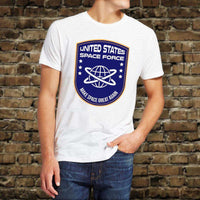 Load image into Gallery viewer, Designs by MyUtopia Shout Out:United States Space Force v3 Adult Unisex White T-Shirt
