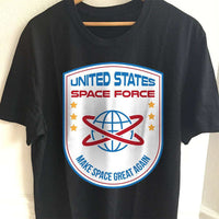 Load image into Gallery viewer, Designs by MyUtopia Shout Out:United States Space Force v4 Adult Unisex Black T-Shirt,S / Black,Adult Unisex T-Shirt
