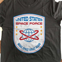 Load image into Gallery viewer, Designs by MyUtopia Shout Out:United States Space Force v4 Adult Unisex Black T-Shirt

