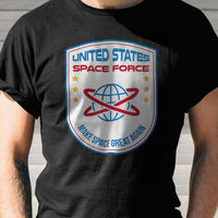 Load image into Gallery viewer, Designs by MyUtopia Shout Out:United States Space Force v4 Adult Unisex Black T-Shirt
