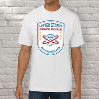 Load image into Gallery viewer, Designs by MyUtopia Shout Out:United States Space Force v4 Adult Unisex White T-Shirt
