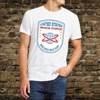 Load image into Gallery viewer, Designs by MyUtopia Shout Out:United States Space Force v4 Adult Unisex White T-Shirt
