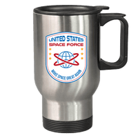 Load image into Gallery viewer, Designs by MyUtopia Shout Out:United States Space Force v4 Stainless Steel Travel Coffee Mug w. Twist Close Lid,Stainless / 14 oz,Travel Mug
