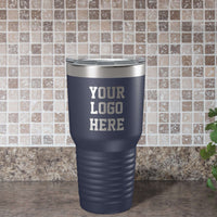 Load image into Gallery viewer, Designs by MyUtopia Shout Out:Upload Your Logo Engraved 30 Oz Stainless Steel Drink Tumbler (Polar Camel Travel Mug),Navy Blue,Polar Camel - 30oz Tumbler
