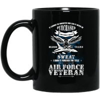 Load image into Gallery viewer, Designs by MyUtopia Shout Out:US Air Force Veteran Ceramic Coffee Mug - Black,11 oz / Black,Ceramic Coffee Mug
