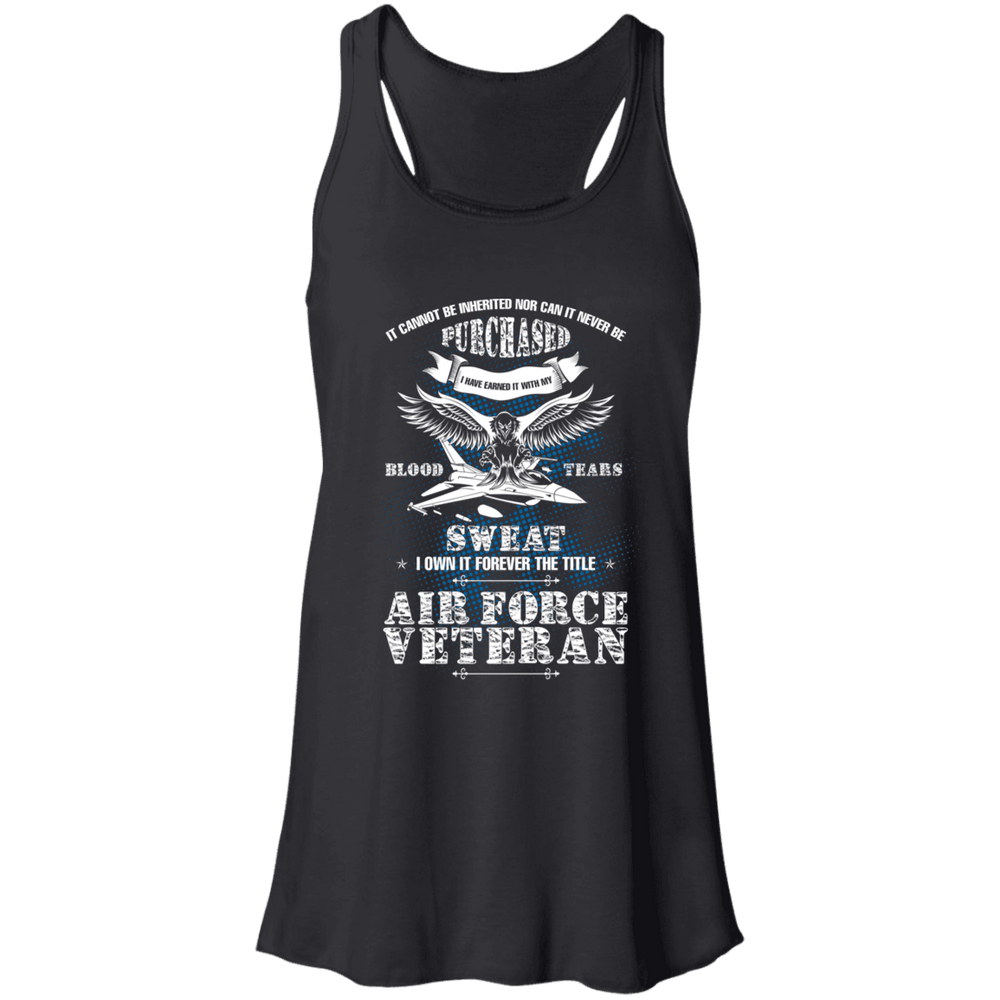Designs by MyUtopia Shout Out:US Air Force Veteran Flowy Racerback Tank,X-Small / Black,Tank Tops