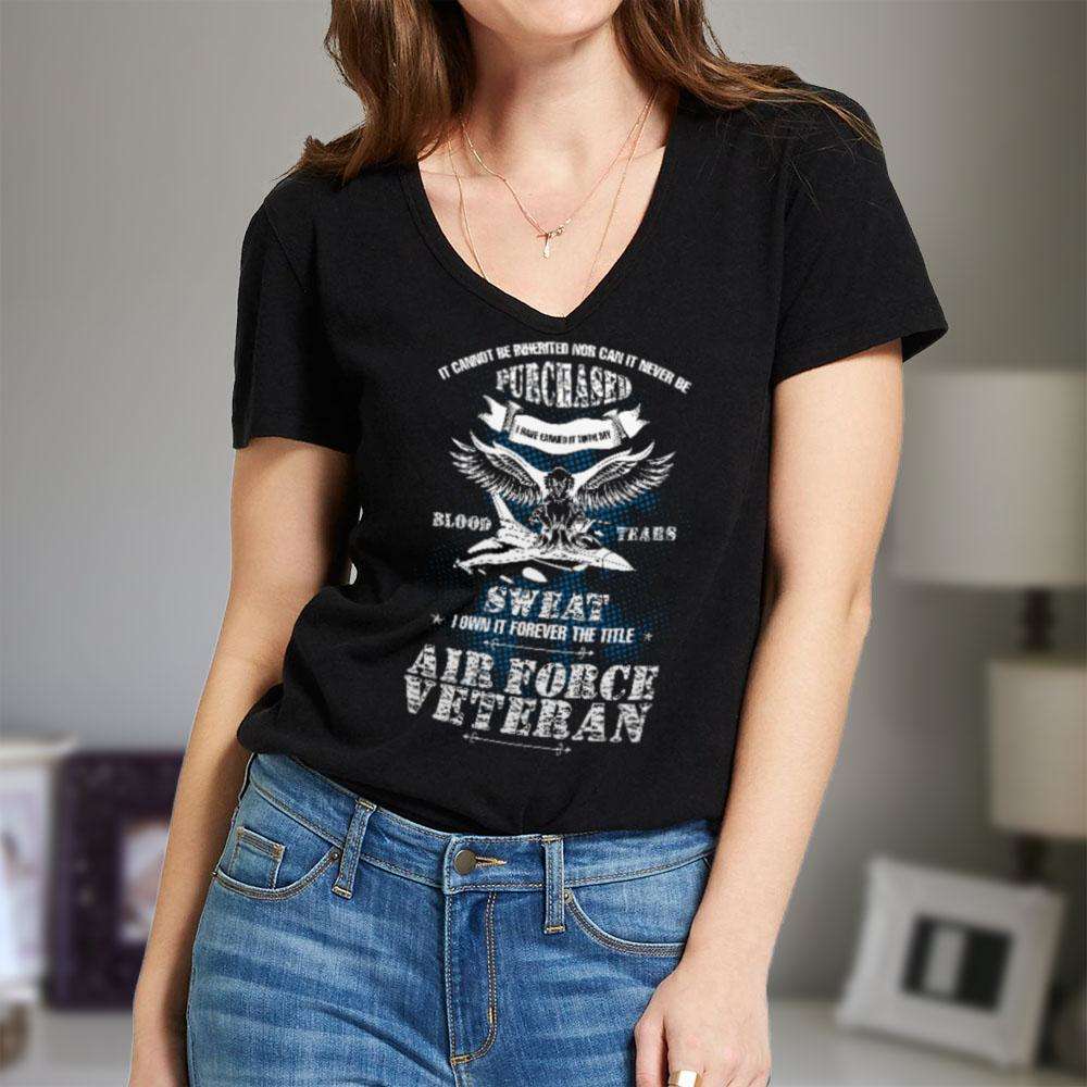 Designs by MyUtopia Shout Out:US Air Force Veteran Ladies' V-Neck T-Shirt