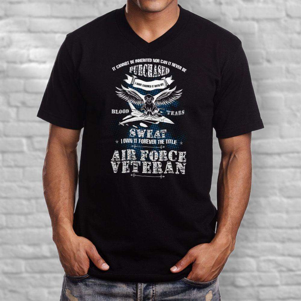 Designs by MyUtopia Shout Out:US Air Force Veteran Men's Printed V-Neck T-Shirt