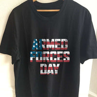 Load image into Gallery viewer, Designs by MyUtopia Shout Out:US Flag Armed Forces Day Adult Unisex T-Shirt,S / Black,Adult Unisex T-Shirt
