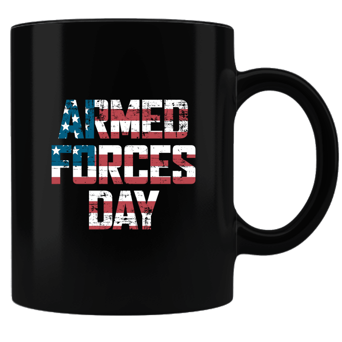 Designs by MyUtopia Shout Out:US Flag Armed Forces Day Black Coffee Mug,Black,Ceramic Coffee Mug