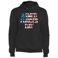 Load image into Gallery viewer, Designs by MyUtopia Shout Out:US Flag Armed Forces Day Core Fleece Pullover Hoodie,S / Jet Black,Pullover Hoodie
