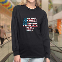 Load image into Gallery viewer, Designs by MyUtopia Shout Out:US Flag Armed Forces Day Long Sleeve Ultra Cotton T-Shirt
