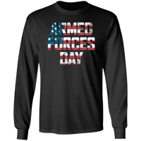 Load image into Gallery viewer, Designs by MyUtopia Shout Out:US Flag Armed Forces Day Long Sleeve Ultra Cotton T-Shirt,Black / S,Long Sleeve T-Shirts

