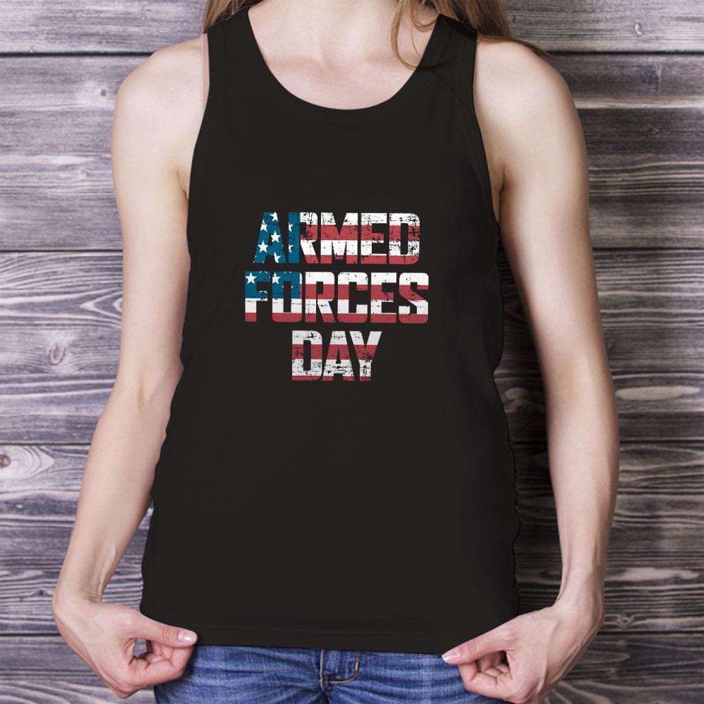 Designs by MyUtopia Shout Out:US Flag Armed Forces Day Unisex Tank