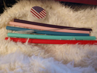 Load image into Gallery viewer, Designs by MyUtopia Shout Out:U.S. Flag Pill Case and Extra Wide Smoothie / Milkshake Straws with Cleaning Brush 10 inch long (set of 5 Straws, 1 Case, 1 Cleaning Brush)
