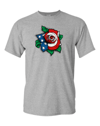 Load image into Gallery viewer, Designs by MyUtopia Shout Out:US Flag Rose Adult Unisex T-Shirt,Athletic Heather / S,Adult Unisex T-Shirt
