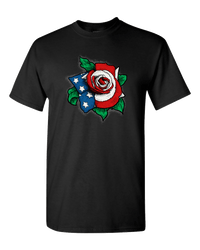 Load image into Gallery viewer, Designs by MyUtopia Shout Out:US Flag Rose Adult Unisex T-Shirt,Black / S,Adult Unisex T-Shirt
