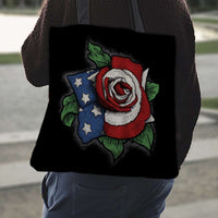 Load image into Gallery viewer, Designs by MyUtopia Shout Out:US Flag Rose Patriotic Fabric Totebag Reusable Shopping Tote
