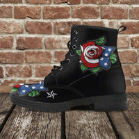 Load image into Gallery viewer, Designs by MyUtopia Shout Out:US Flag Rose Vegan Leather Boots
