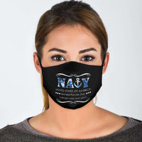 Load image into Gallery viewer, Designs by MyUtopia Shout Out:US Navy Armed Forces Day Adult Fabric Face Mask with Elastic Ear Loops
