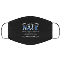 Load image into Gallery viewer, Designs by MyUtopia Shout Out:US Navy Armed Forces Day Adult Fabric Face Mask with Elastic Ear Loops,3 Layer Fabric Face Mask / Black / Adult,Fabric Face Mask
