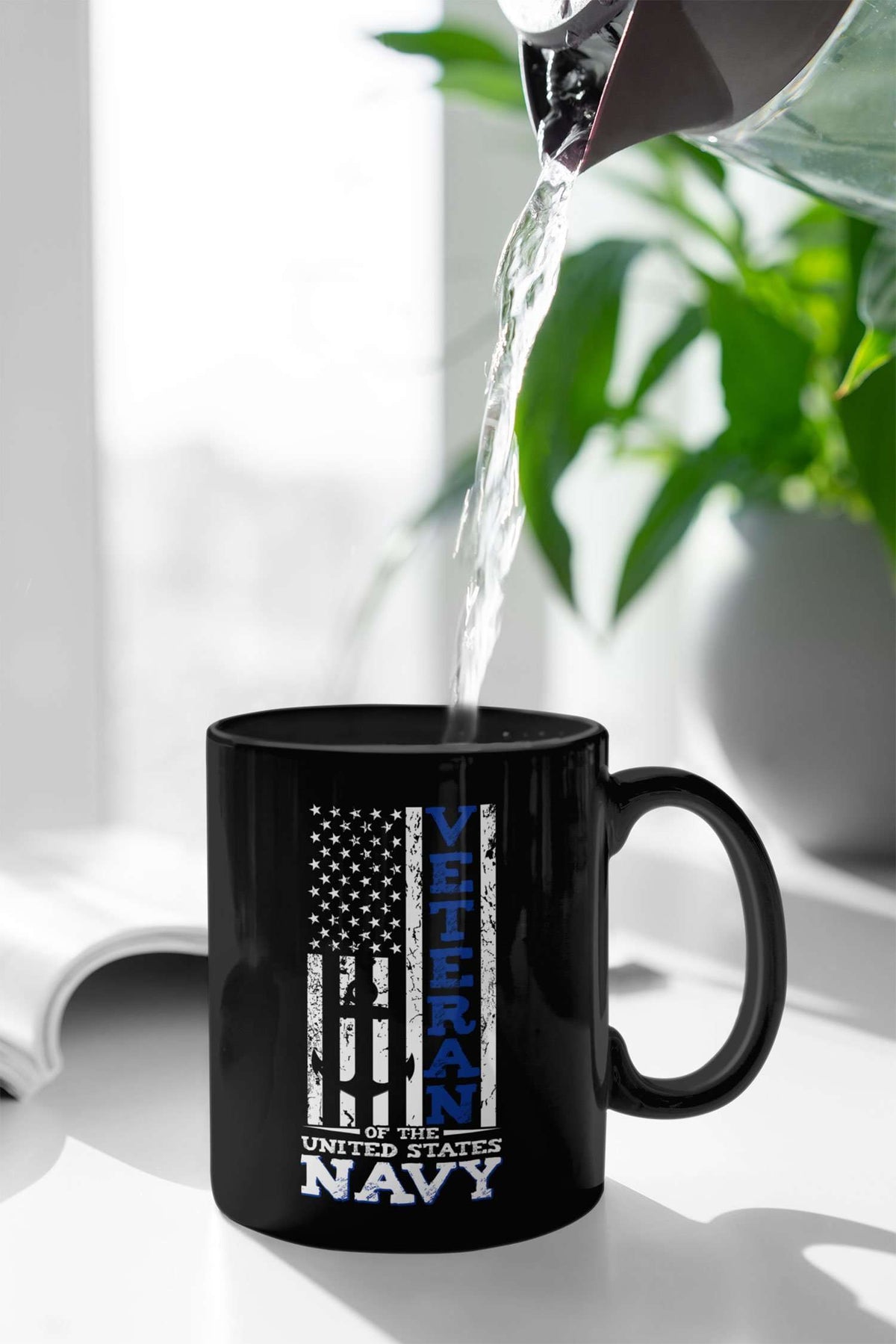 Designs by MyUtopia Shout Out:US Navy Veteran Ceramic Coffee Mug - Black