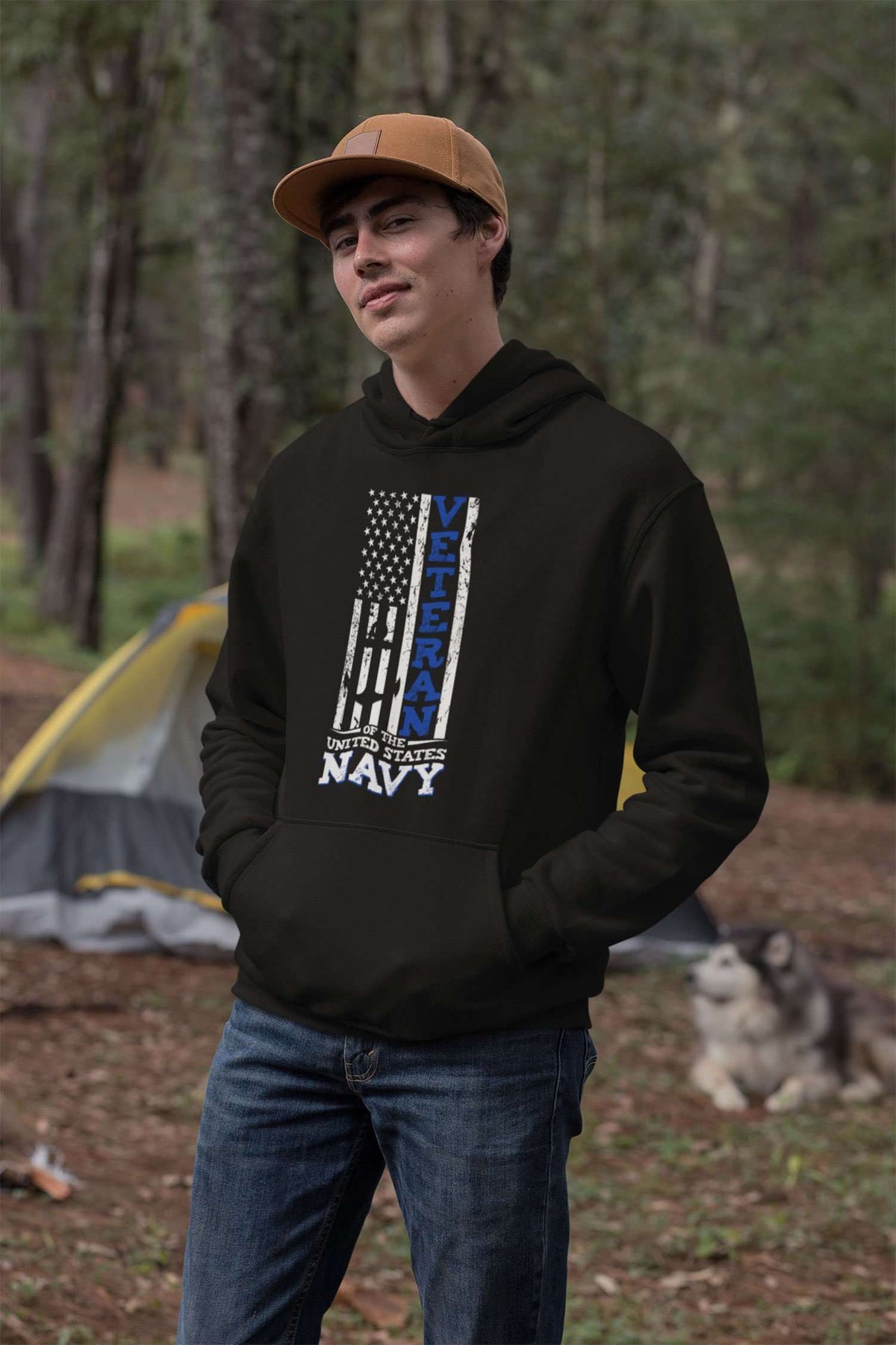 Designs by MyUtopia Shout Out:US Navy Veteran Core Fleece Pullover Hoodie