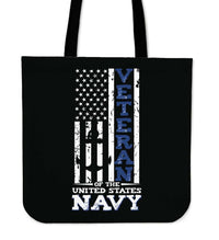 Load image into Gallery viewer, Designs by MyUtopia Shout Out:US Navy Veteran Fabric Totebag Reusable Shopping Tote
