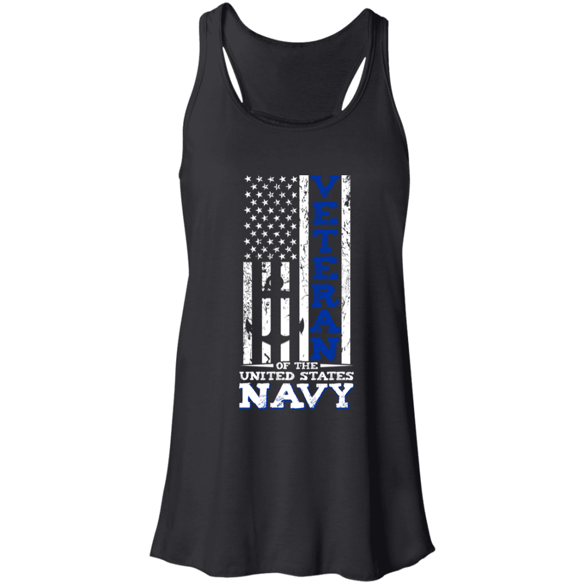 Designs by MyUtopia Shout Out:US Navy Veteran Ladies Flowy Racerback Tank,X-Small / Black,Tank Tops