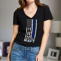 Load image into Gallery viewer, Designs by MyUtopia Shout Out:US Navy Veteran Ladies&#39; V-Neck T-Shirt
