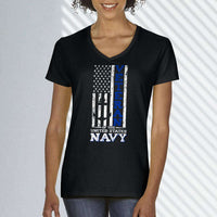 Load image into Gallery viewer, Designs by MyUtopia Shout Out:US Navy Veteran Ladies&#39; V-Neck T-Shirt
