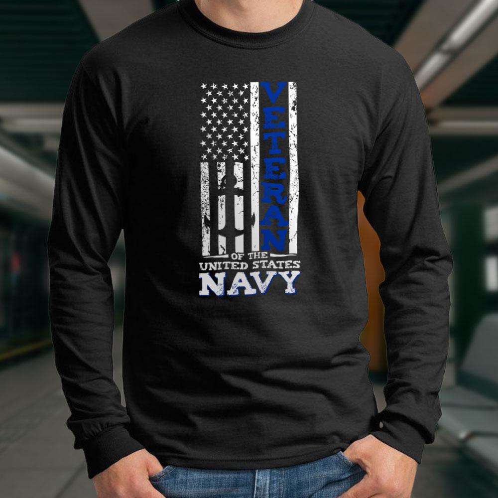 Designs by MyUtopia Shout Out:US Navy Veteran Long Sleeve Ultra Cotton Unisex T-Shirt
