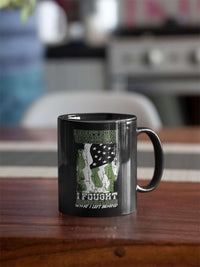 Load image into Gallery viewer, Designs by MyUtopia Shout Out:US Veteran Why We Fought Ceramic Coffee Mug - Black
