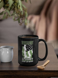 Load image into Gallery viewer, Designs by MyUtopia Shout Out:US Veteran Why We Fought Ceramic Coffee Mug - Black

