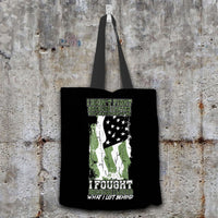 Load image into Gallery viewer, Designs by MyUtopia Shout Out:US Veteran Why We Fought Fabric Totebag Reusable Shopping Tote
