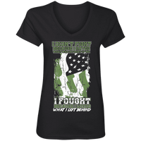 Load image into Gallery viewer, Designs by MyUtopia Shout Out:US Veteran Why We Fought Ladies&#39; V-Neck T-Shirt,S / Black,Ladies T-Shirts
