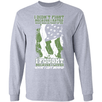 Load image into Gallery viewer, Designs by MyUtopia Shout Out:US Veteran Why We Fought Long Sleeve Ultra Cotton T-Shirt,Sport Grey / S,Long Sleeve T-Shirts
