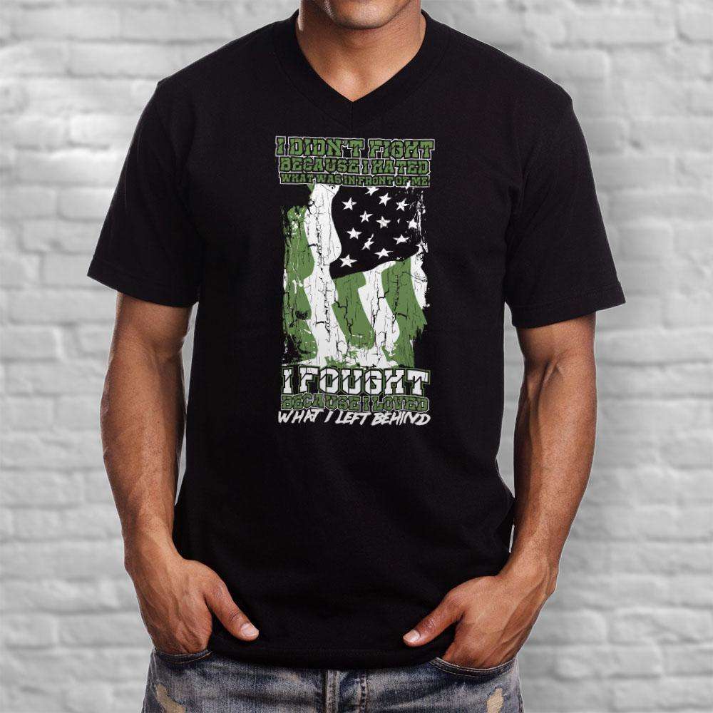 Designs by MyUtopia Shout Out:US Veteran Why We Fought Men's Printed V-Neck T-Shirt