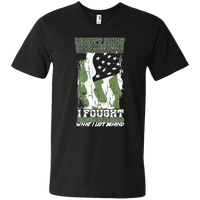 Load image into Gallery viewer, Designs by MyUtopia Shout Out:US Veteran Why We Fought Men&#39;s Printed V-Neck T-Shirt,S / Black,Adult Unisex Vneck Tee
