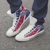 Load image into Gallery viewer, Designs by MyUtopia Shout Out:USA Christmas Football Pattern Canvas High Top Shoes
