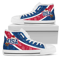 Load image into Gallery viewer, Designs by MyUtopia Shout Out:USA Christmas Football Pattern Canvas High Top Shoes
