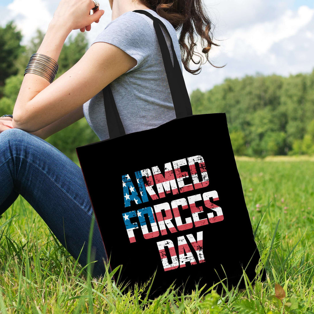 Designs by MyUtopia Shout Out:USA Flag Armed Forces Day Fabric Totebag Reusable Shopping Tote