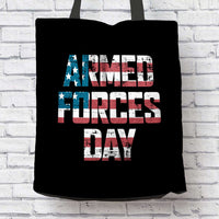 Load image into Gallery viewer, Designs by MyUtopia Shout Out:USA Flag Armed Forces Day Fabric Totebag Reusable Shopping Tote

