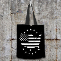 Load image into Gallery viewer, Designs by MyUtopia Shout Out:USA Flag Fabric Fabric Totebag Reusable Shopping Tote,Black,Reusable Fabric Shopping Tote Bag

