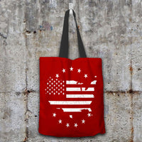 Load image into Gallery viewer, Designs by MyUtopia Shout Out:USA Flag Fabric Fabric Totebag Reusable Shopping Tote,Crimson,Reusable Fabric Shopping Tote Bag
