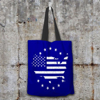 Load image into Gallery viewer, Designs by MyUtopia Shout Out:USA Flag Fabric Fabric Totebag Reusable Shopping Tote,Navy,Reusable Fabric Shopping Tote Bag
