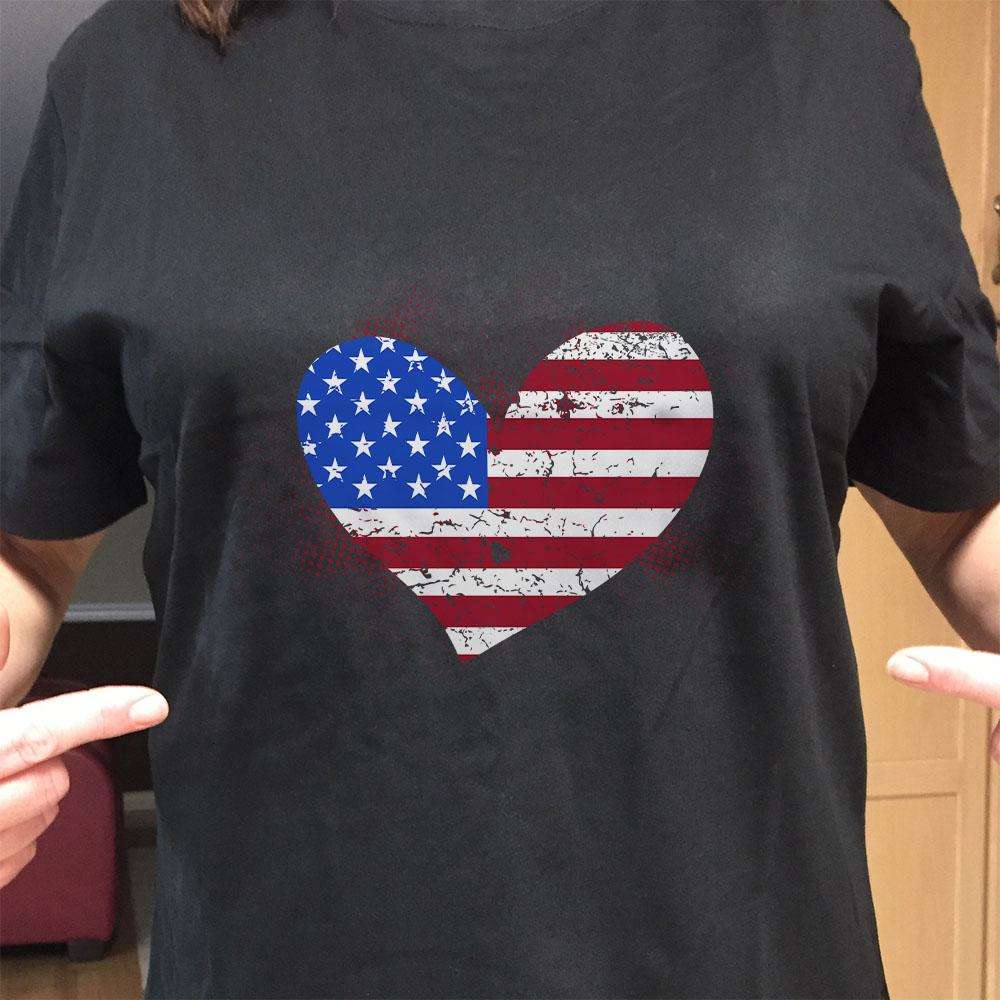 Designs by MyUtopia Shout Out:USA Flag Heart Adult Unisex T-Shirt
