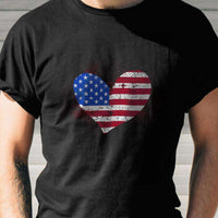 Load image into Gallery viewer, Designs by MyUtopia Shout Out:USA Flag Heart Adult Unisex T-Shirt
